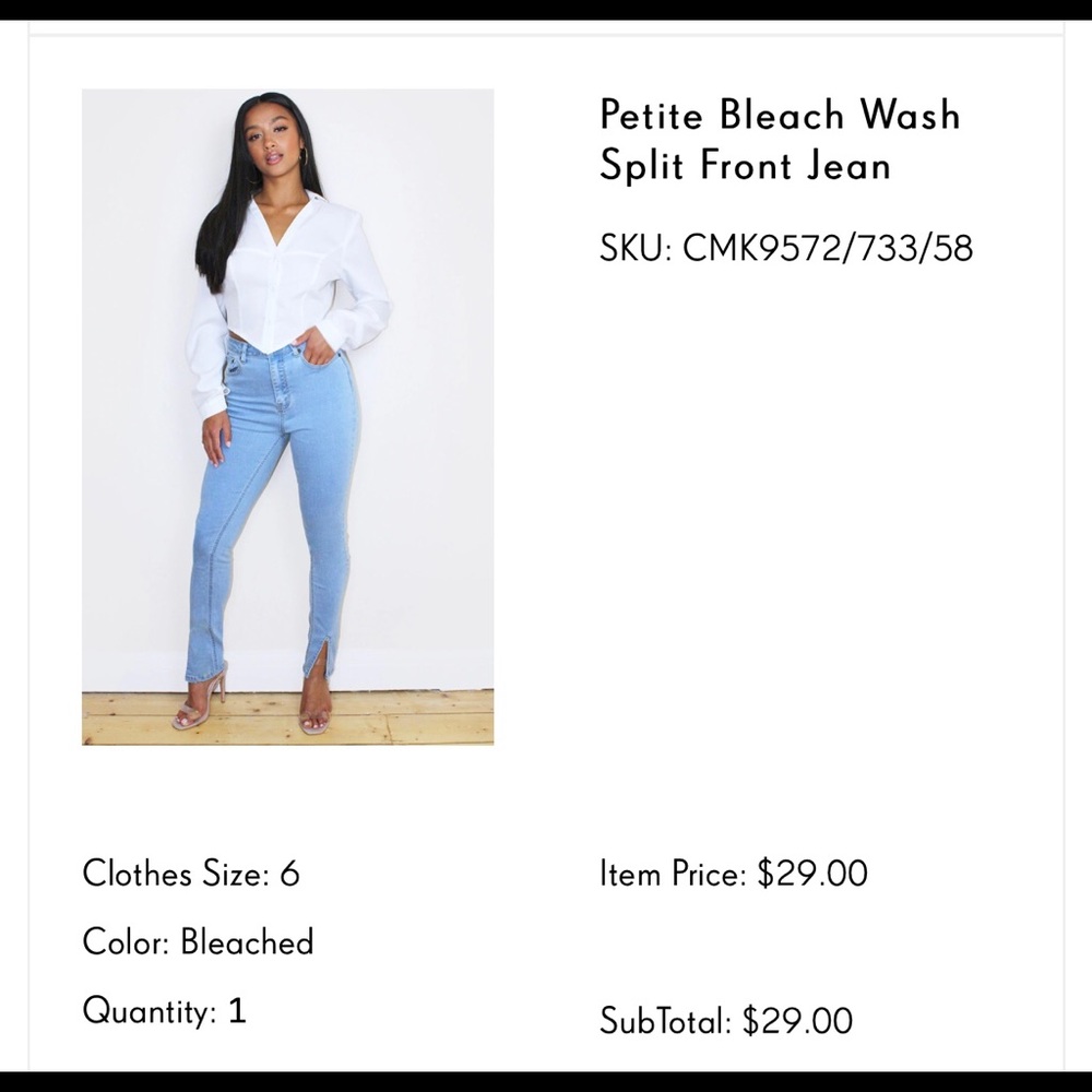 Petite Bleach Wash Split Front Jean PLT